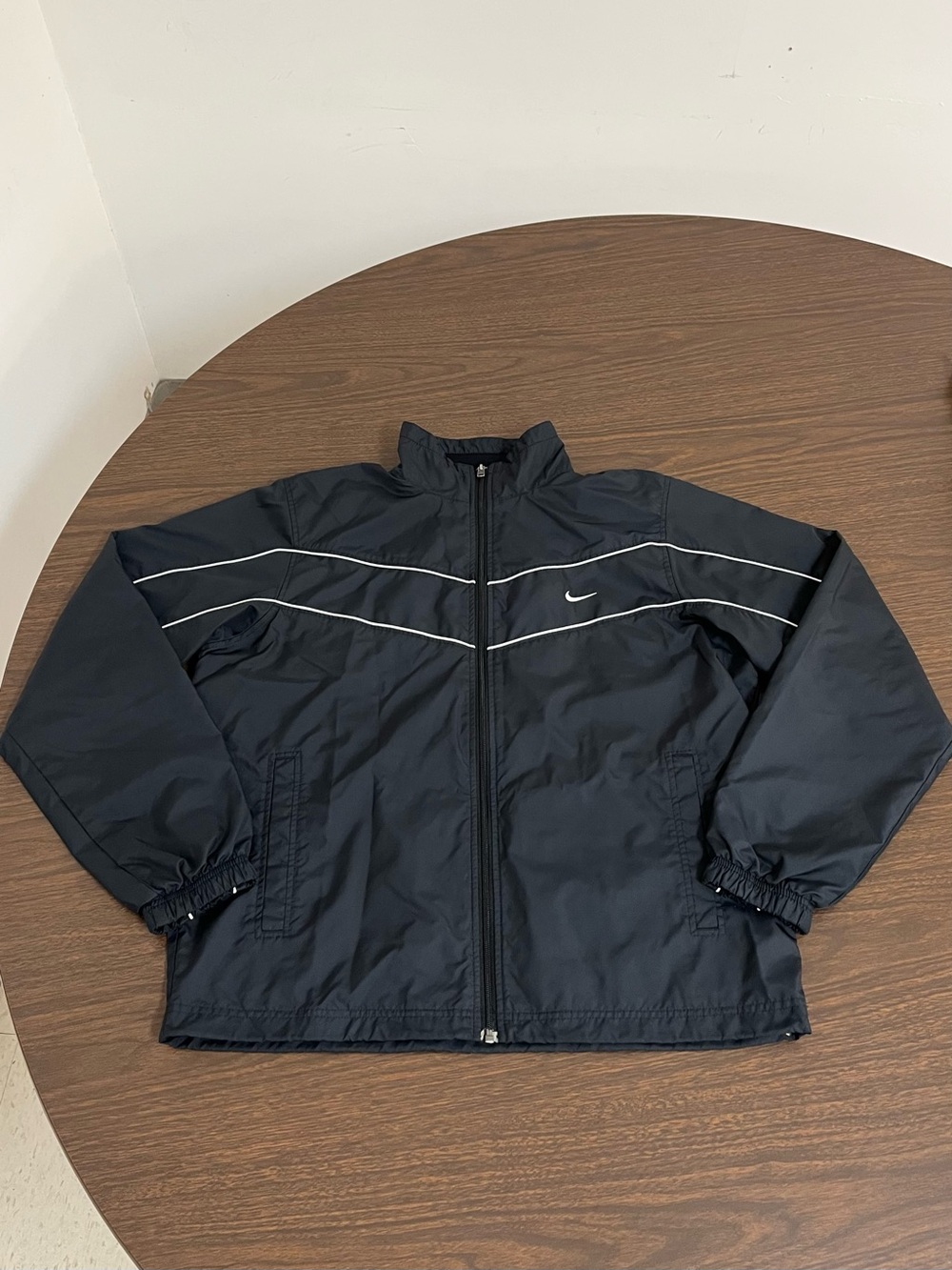 Nike The Athletic Dept Track Jacket Sz L Vintage 2000s Black White Media Access